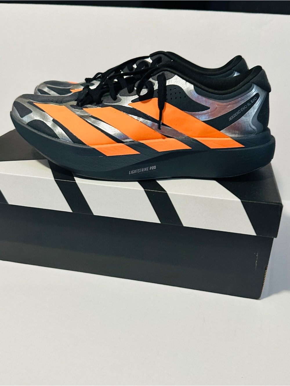 adidas Adizero Evo Sl EXO Carbon Lucid Orange Silver Metallic -Men's 10.5-KI4766